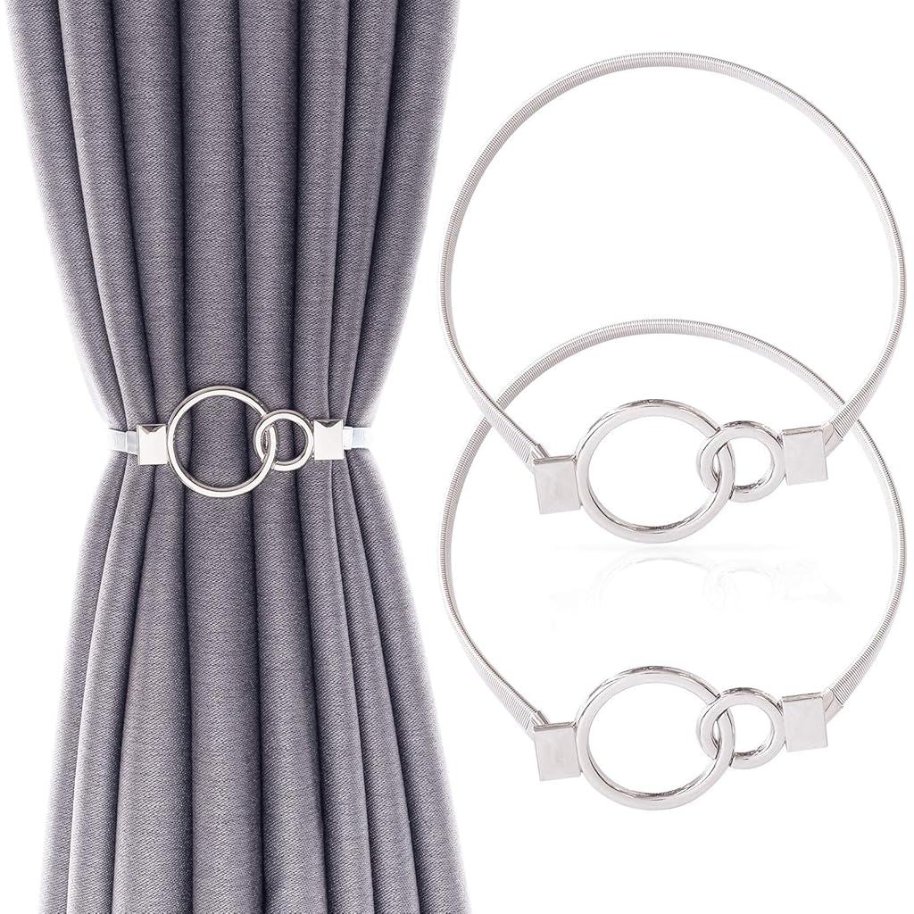 HASTHIP 2 Pcs Curtain Tiebacks Curtain Holdbacks Adjustable Decorative Alloy Curtain Straps Curtain Clip Buckle for Home Office Kitchen (Sliver) HASTHIP 2 Pcs Curtain Tiebacks Curtain Holdbacks Adjustable Decorative Alloy Curtain Straps Curtain Clip Buckle for Home Office Kitchen (Sliver)